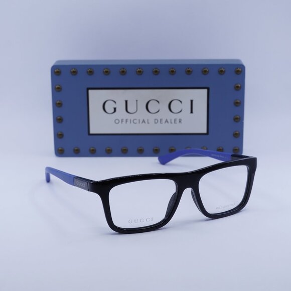 Gucci GG1737O 003 Rectangle Eyeglasses - Black/Blue 54mm - Picture 1 of 11